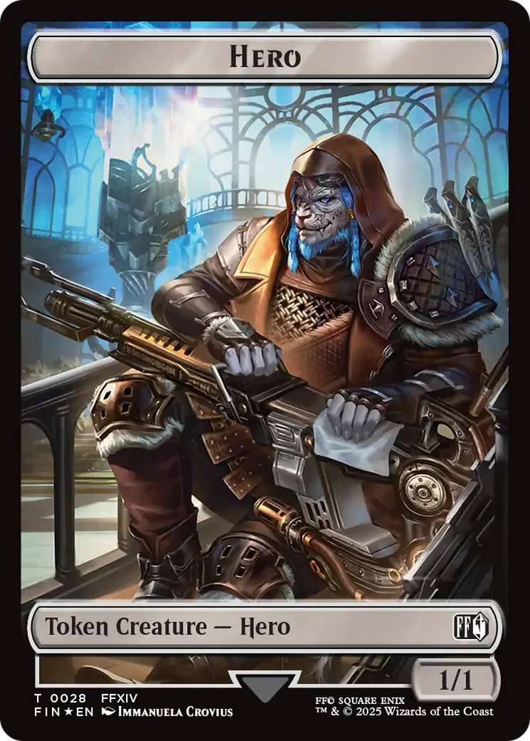 Bird // Hero (0028) Double-Sided Token (Surge Foil) [FINAL FANTASY Commander Tokens] - Image 2