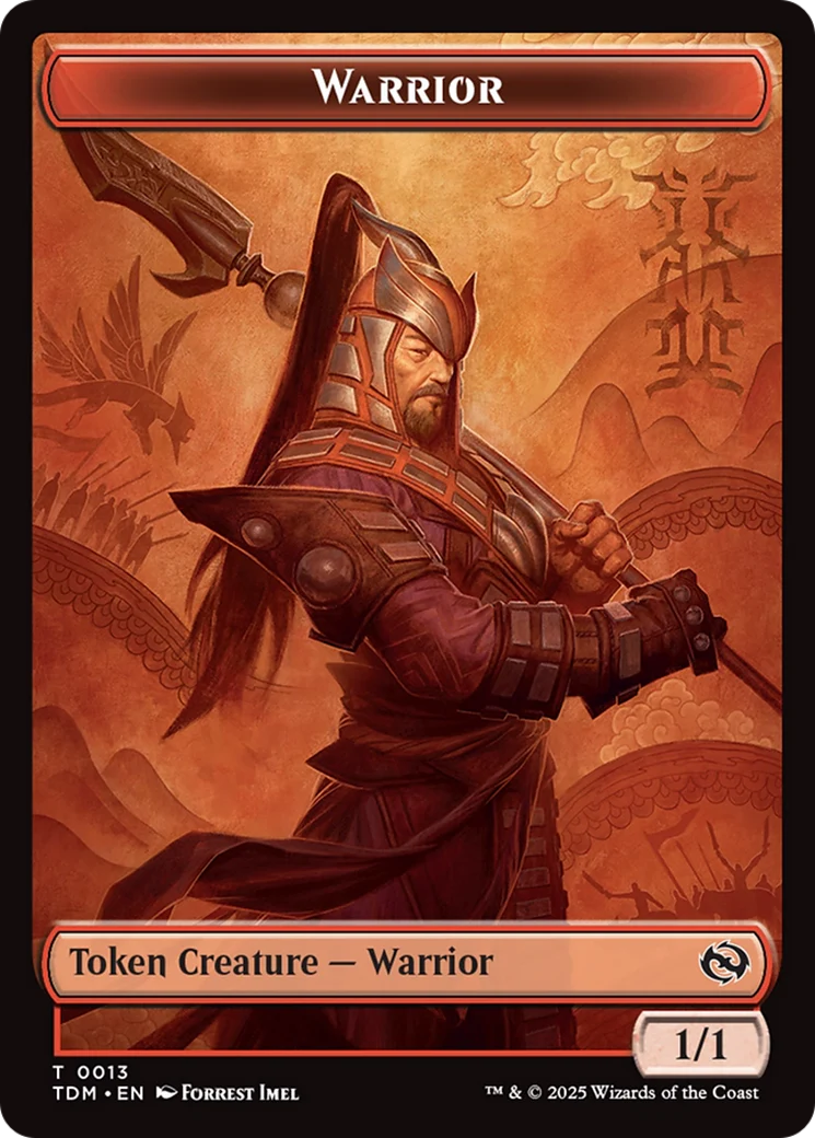 Dragon (0011) // Warrior Double-Sided Token [Tarkir: Dragonstorm Tokens] - Image 2