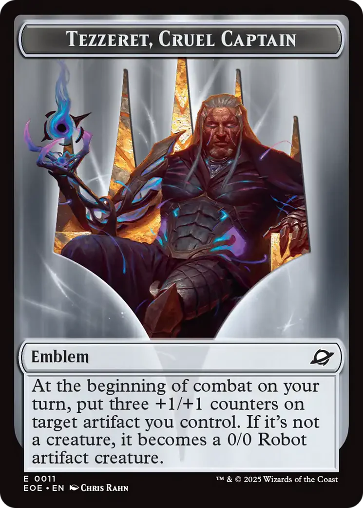 Robot // Emblem - Tezzeret, Cruel Captain Double-Sided Token [Edge of Eternities Tokens] - Image 2