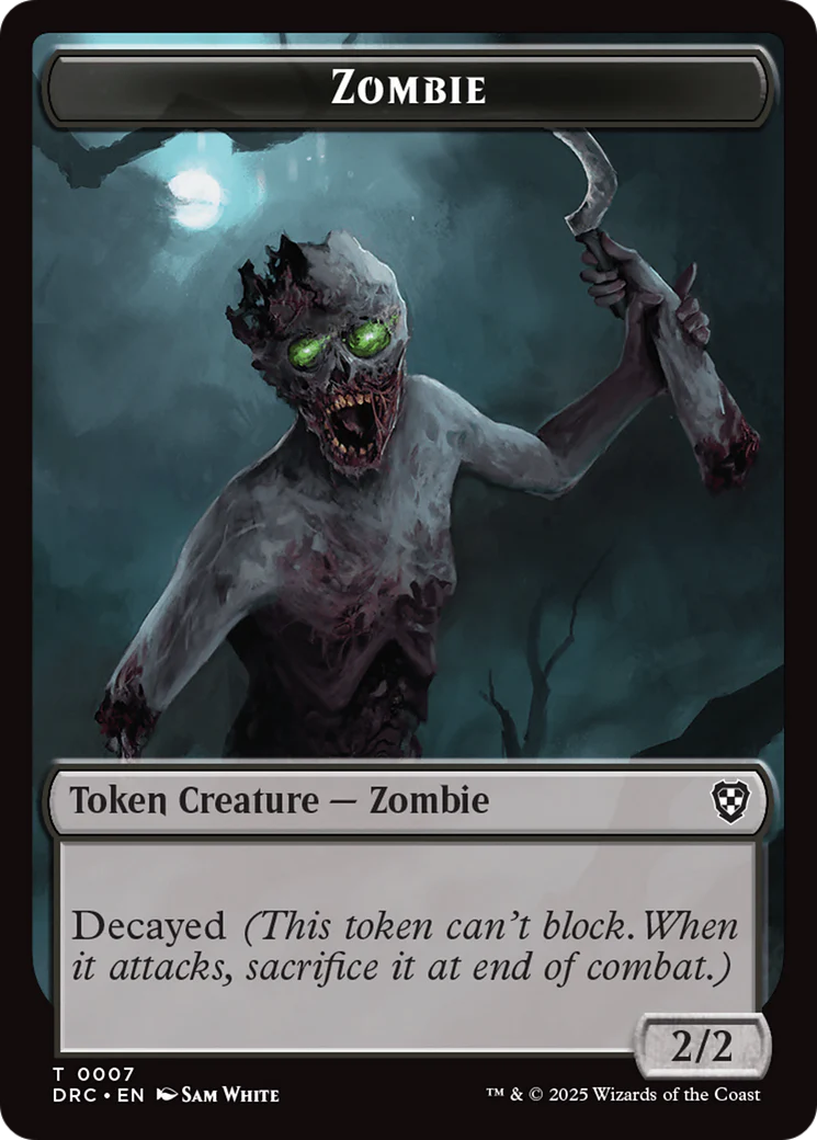 Timeless Dragon // Zombie (0007) Double-Sided Token [Aetherdrift Tokens] - Image 2