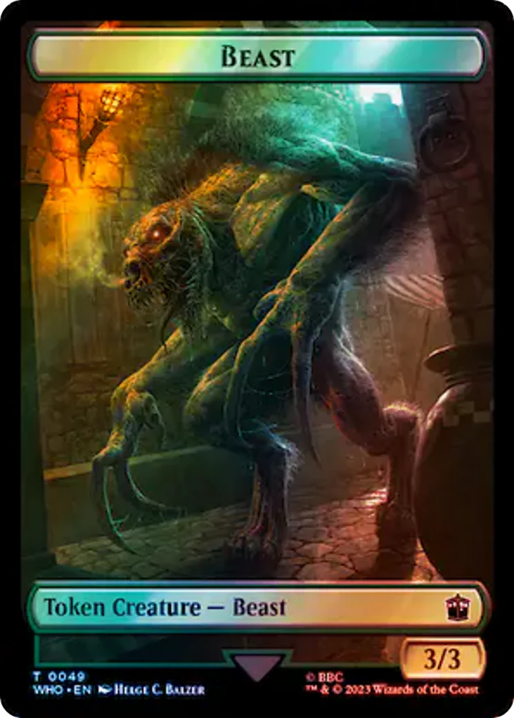 Warrior // Beast (0049) Double-Sided Token (Surge Foil) [Doctor Who Tokens] - Image 2
